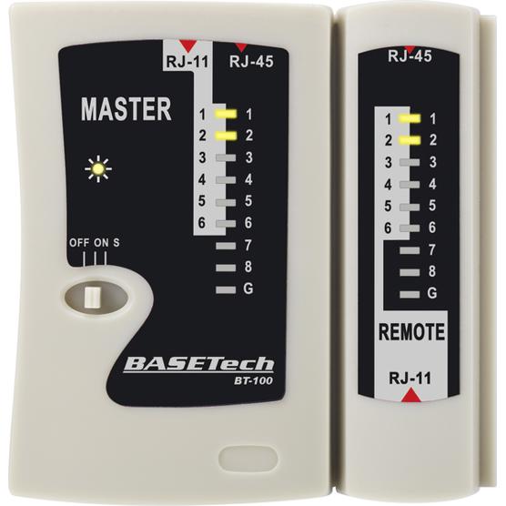 Basetech Kabeltester BT-100 für RJ-45 & RJ-11 | LAN Prüfgerät