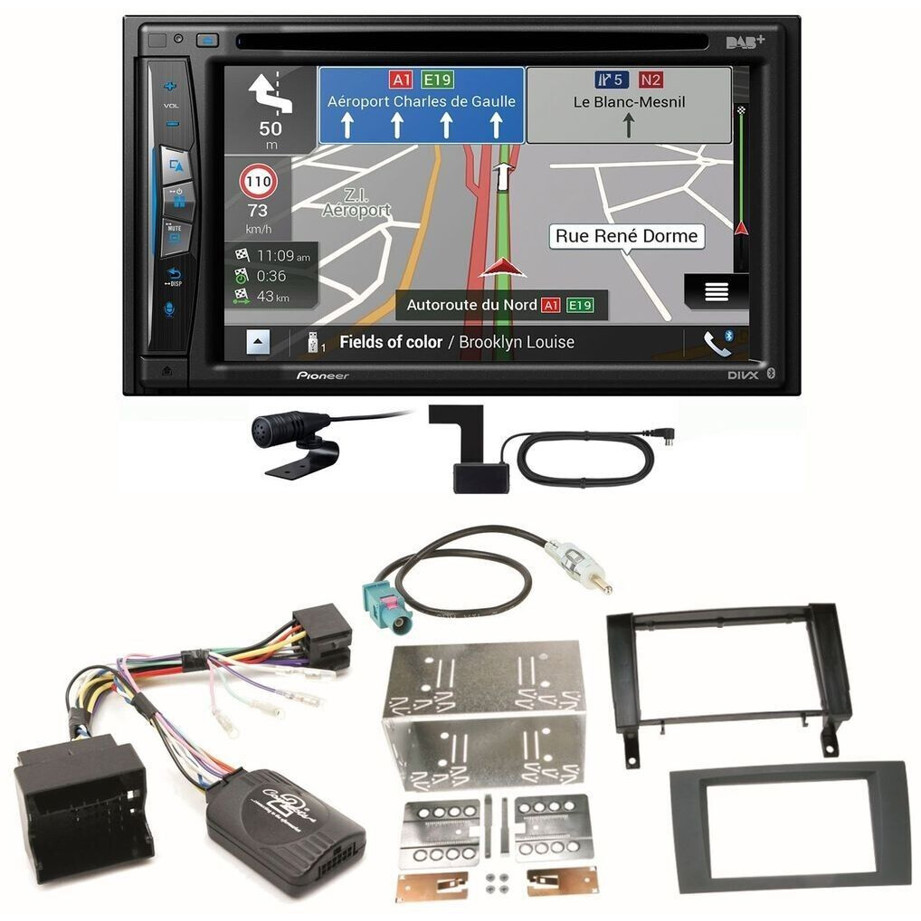 Pioneer AVIC-Z730DAB Navigationssystem mit Bluetooth und CD/MP3 - Einbauset für Mercedes SLK R171 | Doppel-DIN-Radio