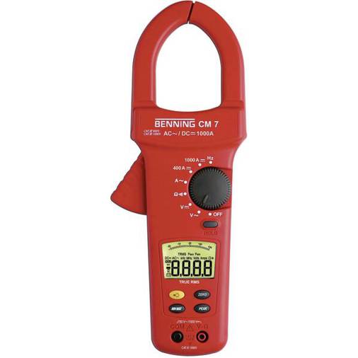 Benning CM 7 Digi-Stromzangenmultimeter – 0,1-1000A AC/DC mit Durchgangsprüfung und Diodentest (044059)