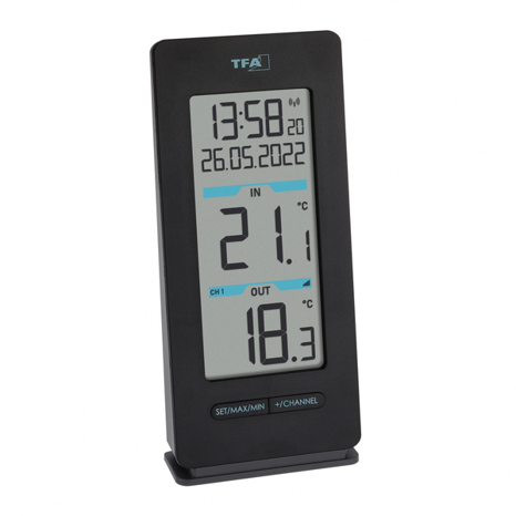 TFA Dostmann Umgebungsthermometer 30.3072.01 | Indoor/Outdoor | Schwarz/Weiß