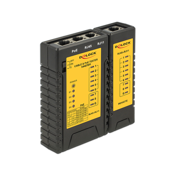 DeLOCK 86107 Netzwerk-Kabeltester - Schwarz/Gelb | LAN Prüfgerät
