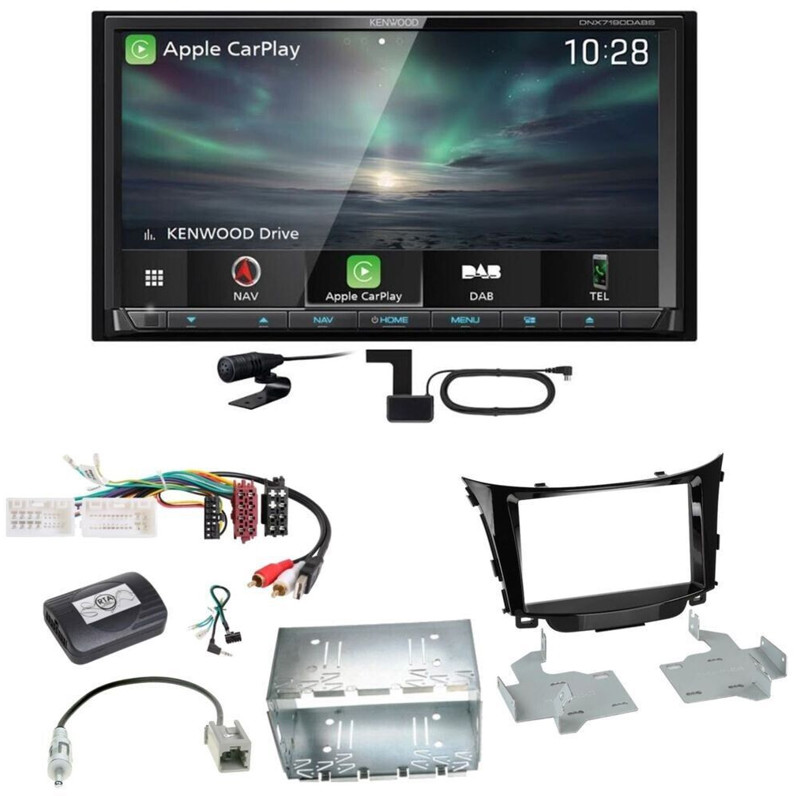 Kenwood DNX-7190DABS Doppel-DIN-Radio mit Android Auto & Carplay - DAB+ Einbauset für Hyundai i30 GD GDH