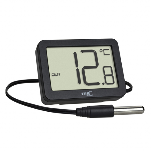 TFA Dostmann Elektronisches Innen-Außen-Thermometer 30.1066.01 – Schwarz