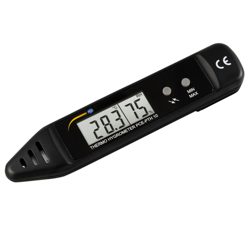 PCE-PTH 10 Feuchtigkeitsmessgerät - Wählbare Einheiten | MIN/MAX - Lange Batterielaufzeit - LC-Display für Temperatur- und Feuchtesensor