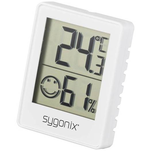 Sygonix Digitales Thermo-Hygrometer in Weiß – Präzise Temperatur- und Luftfeuchtigkeitsmessung