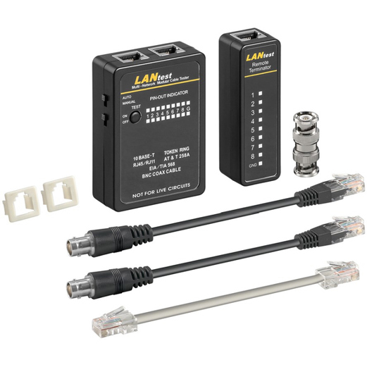 Goobay 93010 - LAN Netzwerkkabel-Tester, Schwarz, Zuverlässige Kabelprüfung