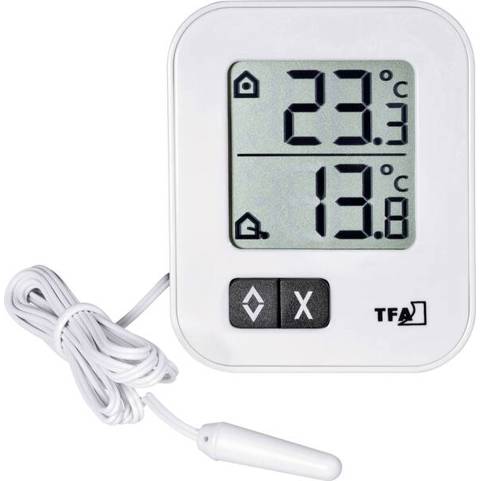 TFA Dostmann Digitales Innen-Außen-Thermometer MOXX - Präzise Temperaturmessung für Drinnen und Draußen