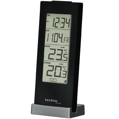 Technoline WS 9767 Digitale Wetterstation - Schwarz | Innen-Außen-Thermometer